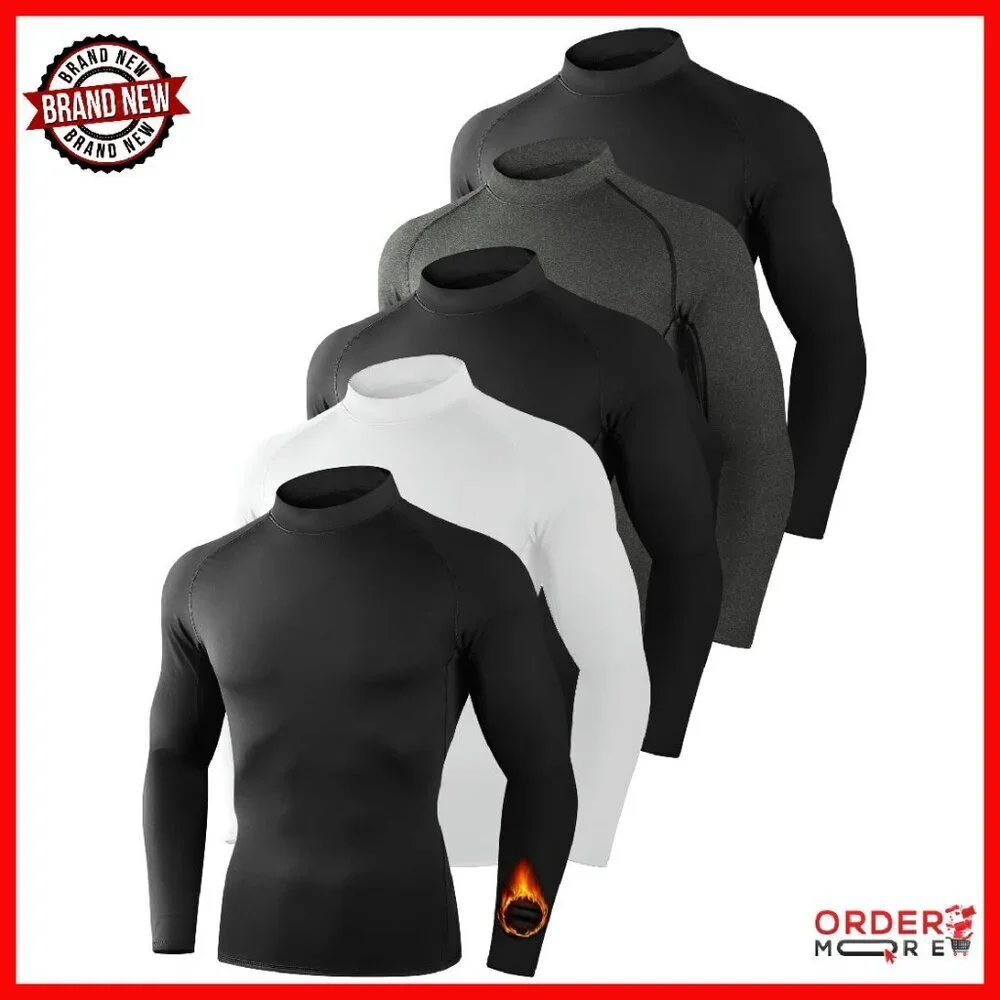 Men's Thermal Compression Mock Turtleneck Base Layer Long Sleeve Shirt
